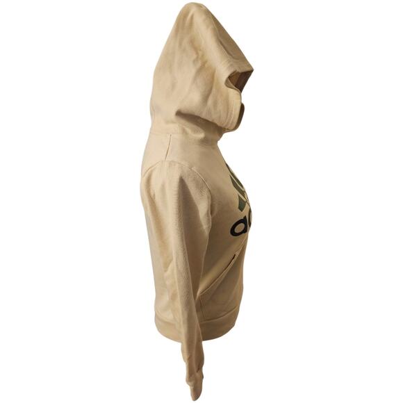 Cream With A Green Adidas Logo Fleece Pullover Hoodie Sweatshirt Kids Size Small - Picture 8 of 10